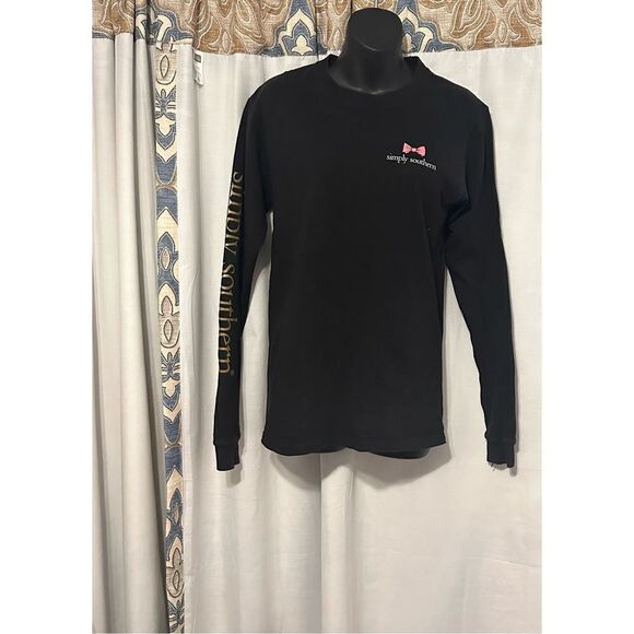 Beautiful SIMPLY SOUTHERN "Southern State Of Mind" Women's Black Long Sleeve Tee - Picture 1 of 5